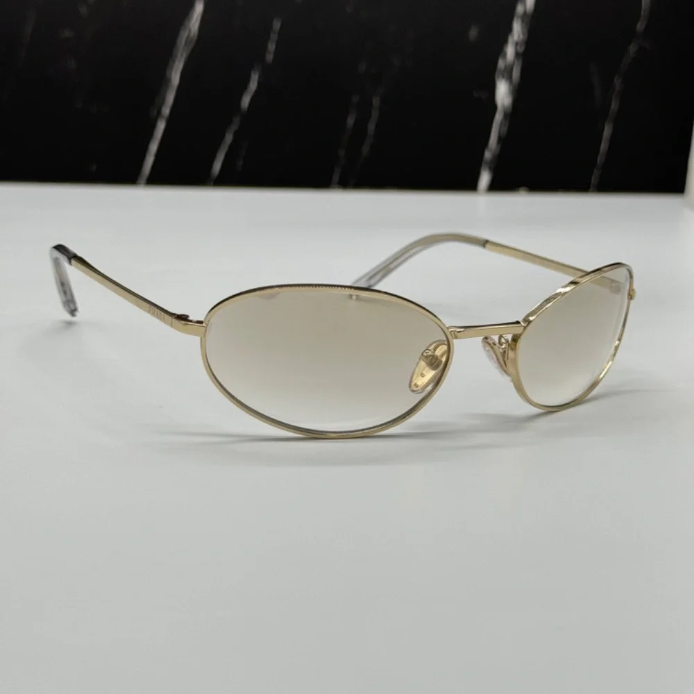 NEW SPR A59 14N7H1 PRADA PRA59S 14N7H1 WOMEN SUNGLASSES PR A59S 14N7H1 GOLD OVAL - Picture 5 of 12